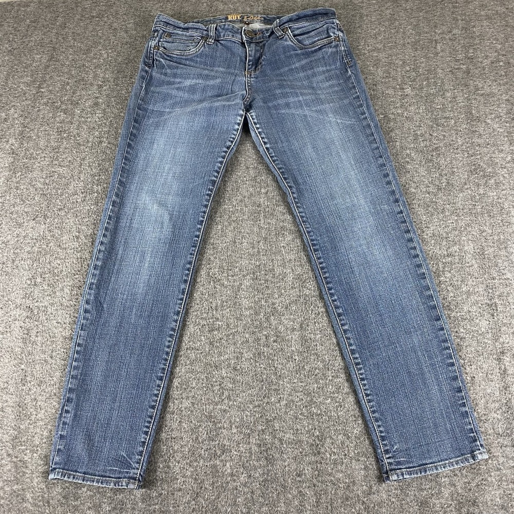 KUT from the Kloth Womens 31 x 29 Blue Denim Jeans Straight Leg Embroidered